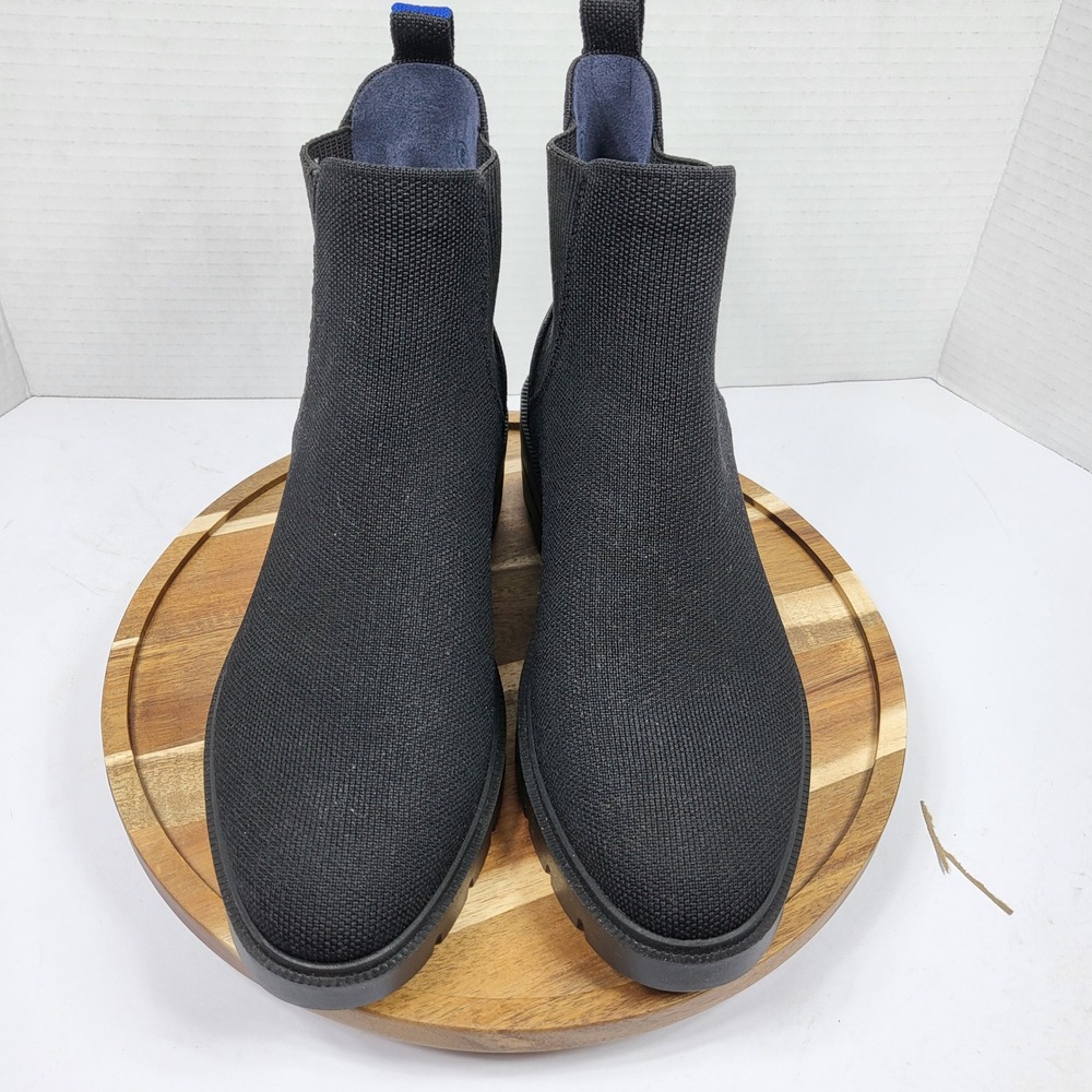 Rothy's The Lug Boot Women 8 Black Excellent Sustainable Knit Chelsea Ankle Boot - Picture 3 of 12